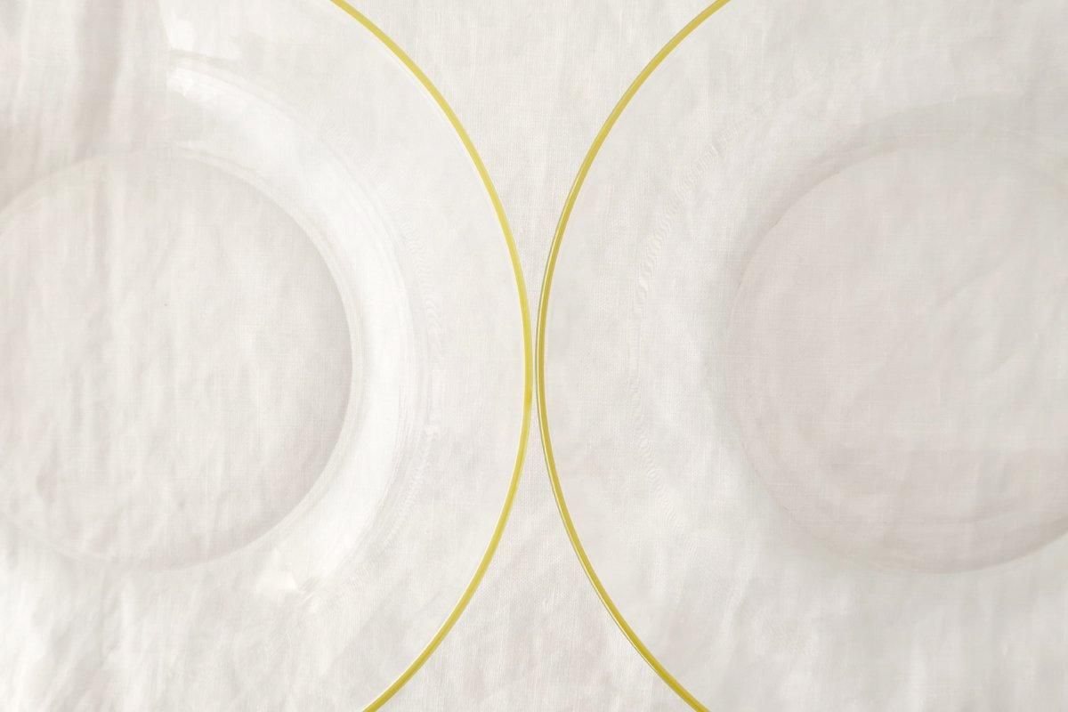 POTPURRI bitte Round Glass Plate Yellow 20.5㎝/8in