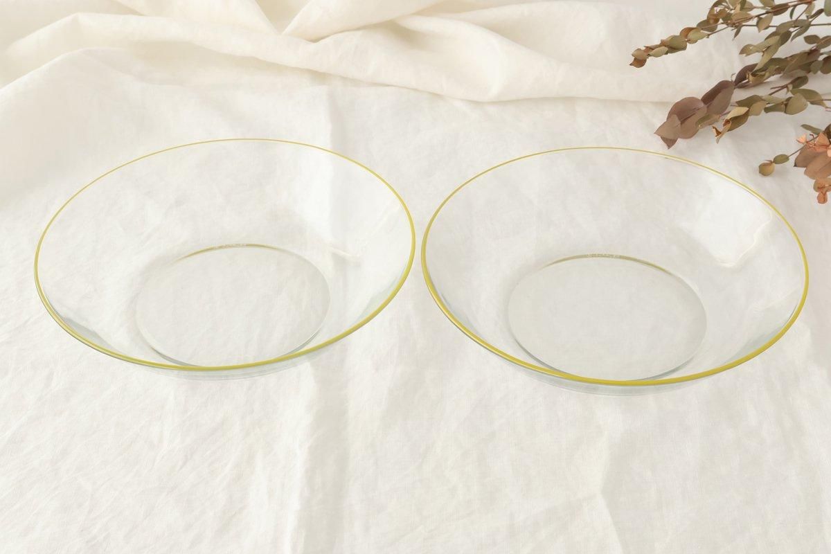 POTPURRI bitte Round Glass Plate Yellow 20.5㎝/8in