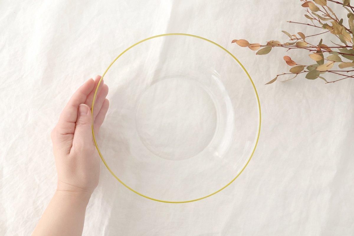 POTPURRI bitte Round Glass Plate Yellow 20.5㎝/8in