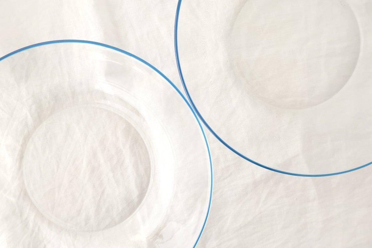 POTPURRI bitte Round Glass Plate Blue 20.5㎝/8in