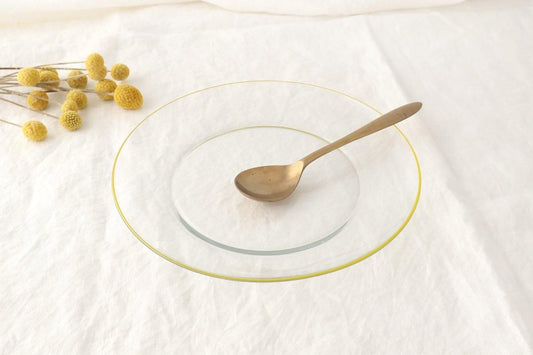 POTPURRI bitte Round Glass Plate Yellow 23.5㎝/9.3in