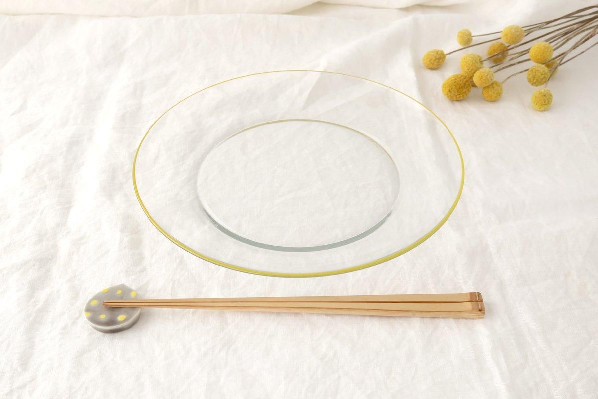 POTPURRI bitte Round Glass Plate Yellow 23.5㎝/9.3in