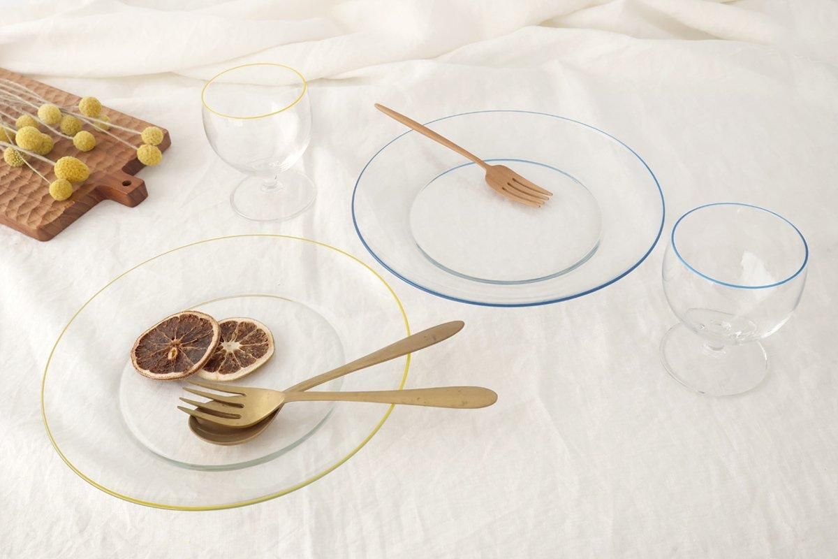 POTPURRI bitte Round Glass Plate Yellow 23.5㎝/9.3in