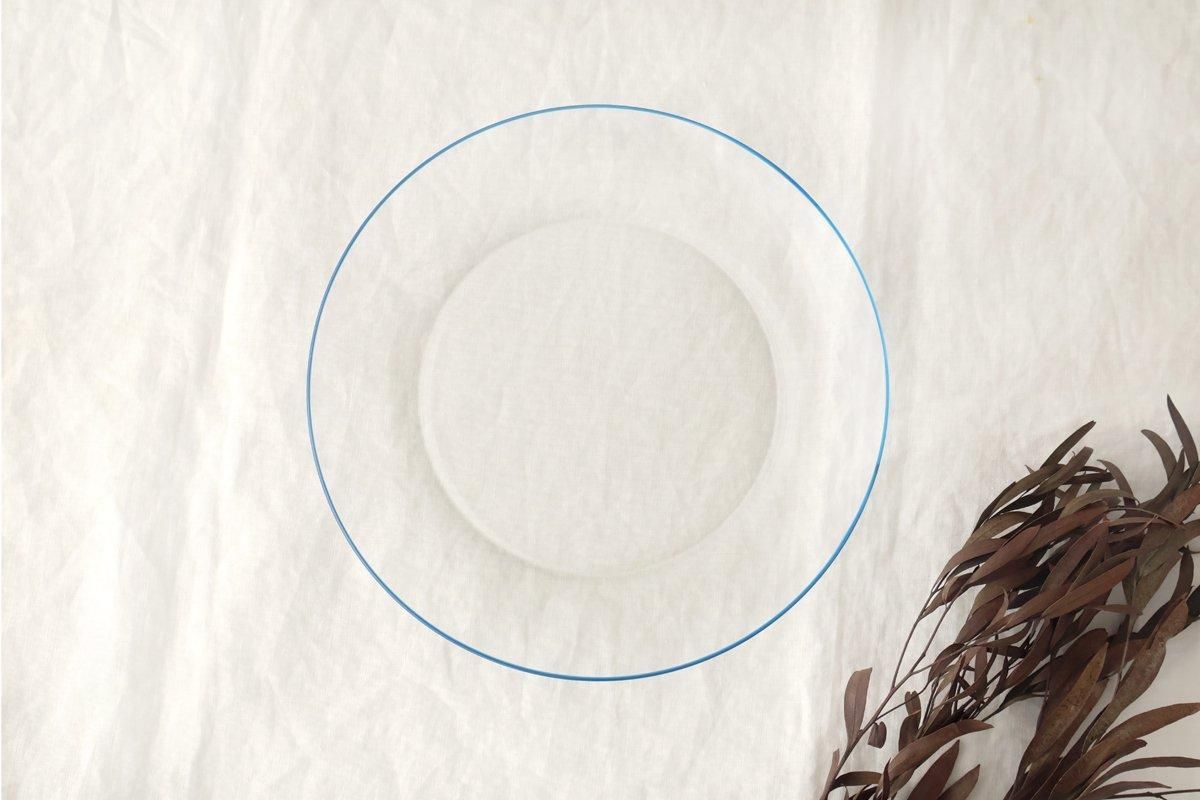POTPURRI bitte Round Glass Plate Blue 23.5㎝/9.3in