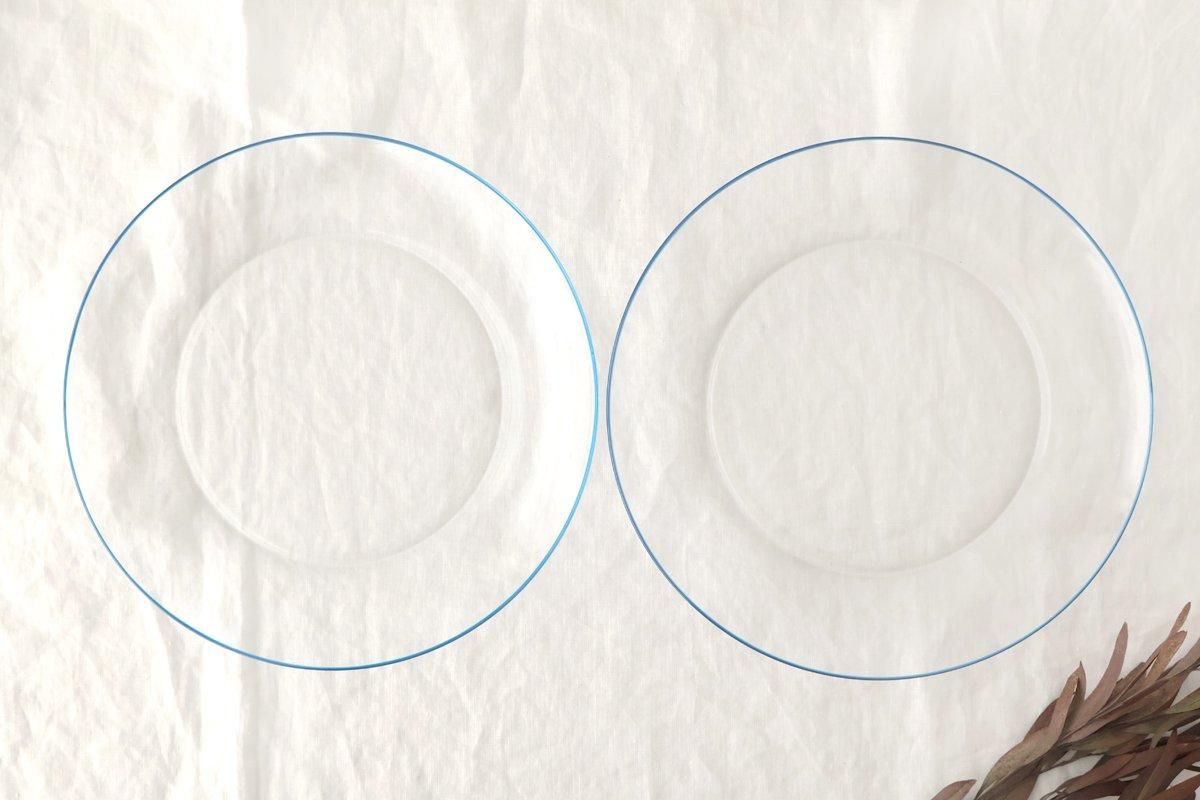 POTPURRI bitte Round Glass Plate Blue 23.5㎝/9.3in