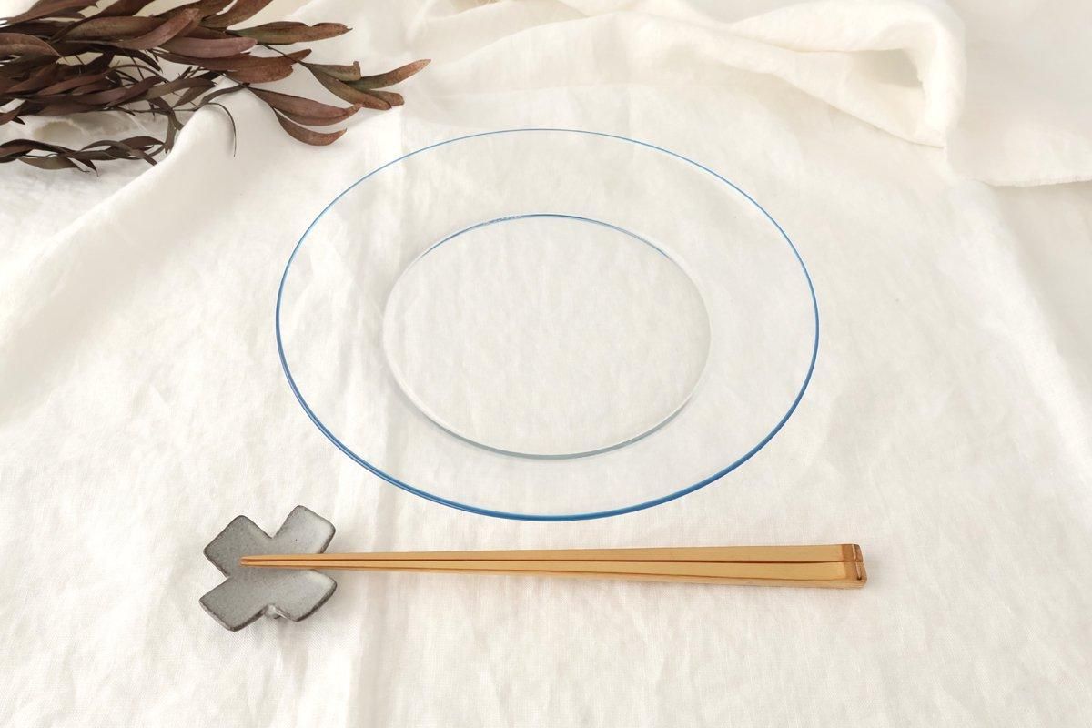 POTPURRI bitte Round Glass Plate Blue 23.5㎝/9.3in