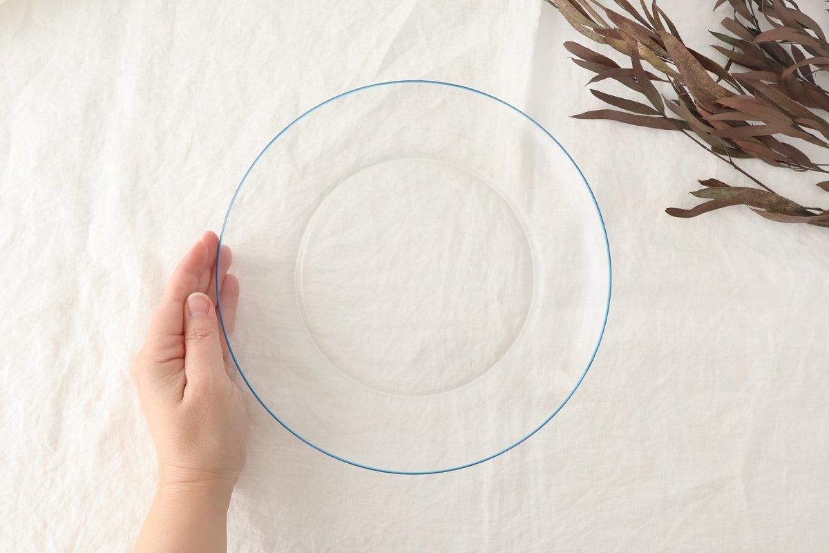 POTPURRI bitte Round Glass Plate Blue 23.5㎝/9.3in