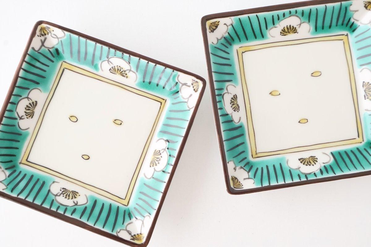 Kutani Bitoen Square Bowl Plum Pattern | Serving Bowl Kutani Ware