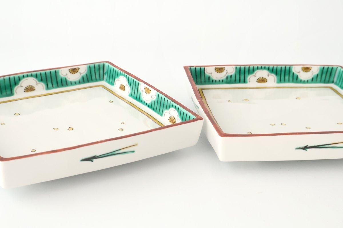 Kutani Bitoen Square Plate Plum Pattern 19cm/7.5in | Kutani Ware