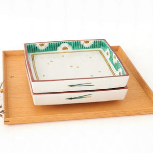 Kutani Bitoen Square Plate Plum Pattern 19cm/7.5in | Kutani Ware