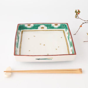 Kutani Bitoen Square Plate Plum Pattern 19cm/7.5in | Kutani Ware