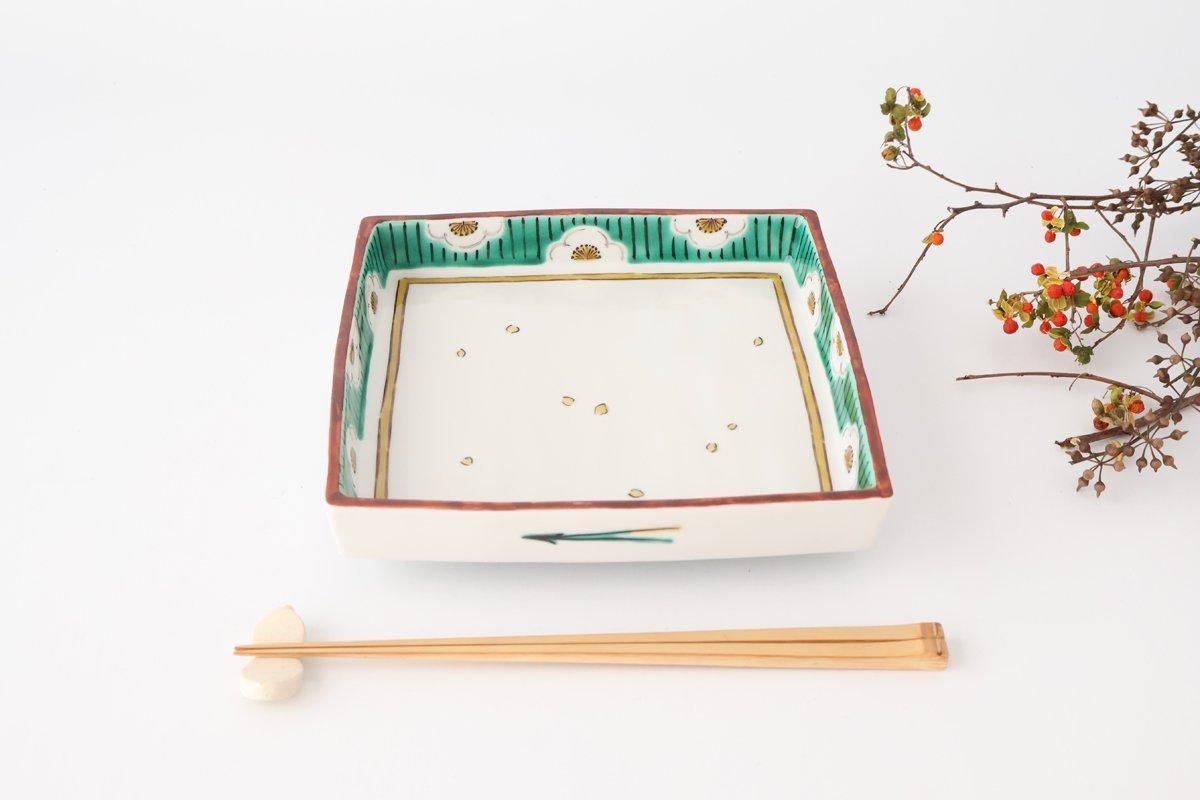 Kutani Bitoen Square Plate Plum Pattern 19cm/7.5in | Kutani Ware