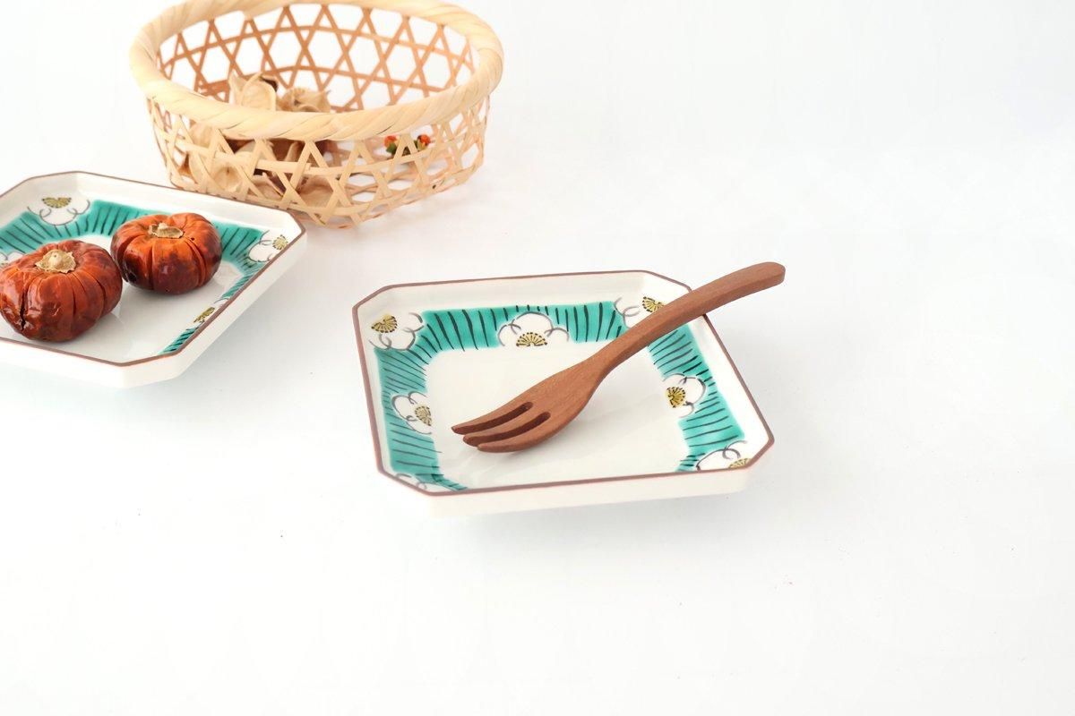 Kutani Bitoen Square Plate Plum Pattern 12cm/4.7in | Kutani Ware