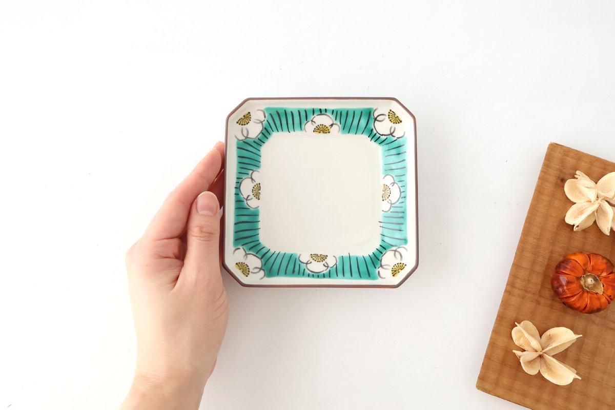 Kutani Bitoen Square Plate Plum Pattern 12cm/4.7in | Kutani Ware