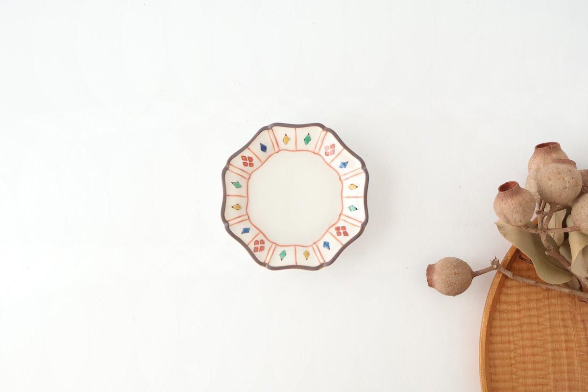 Kutani Bitoen Octagonal Plate Diamond  Pattern 11cm/4.3n | Kutani Ware
