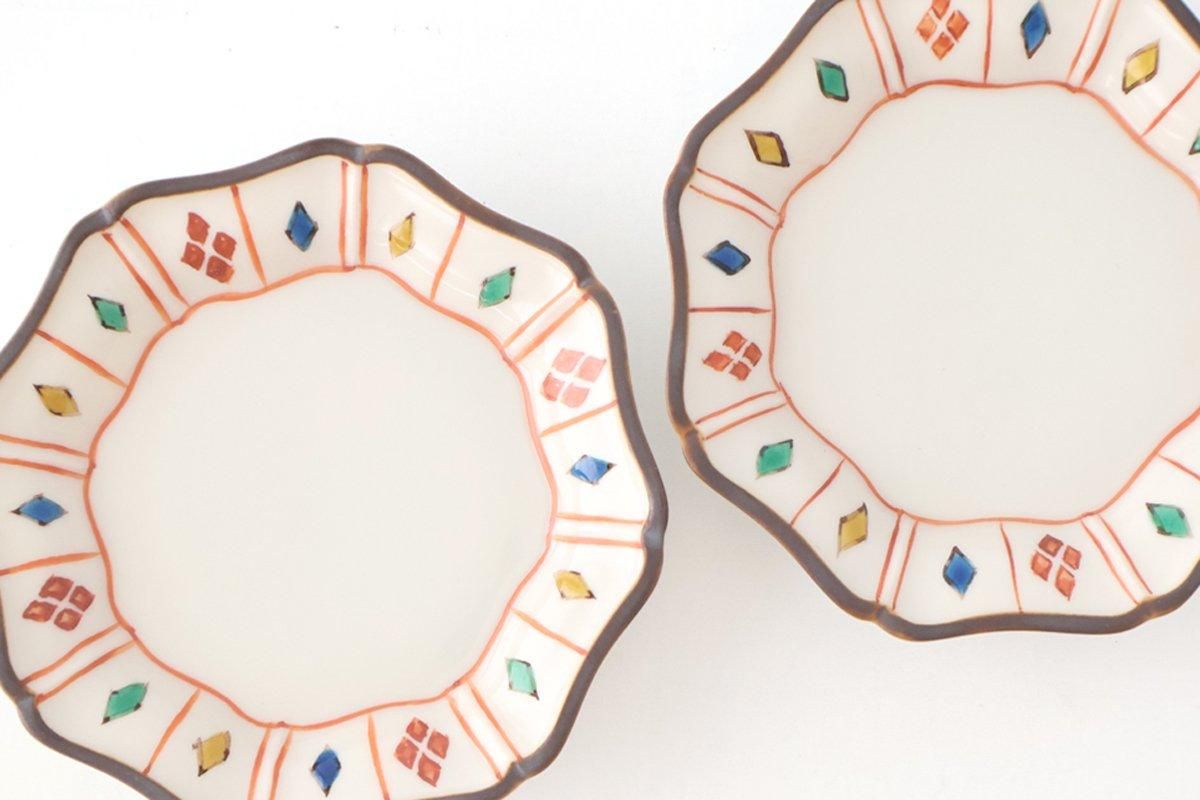 Kutani Bitoen Octagonal Plate Diamond  Pattern 11cm/4.3n | Kutani Ware