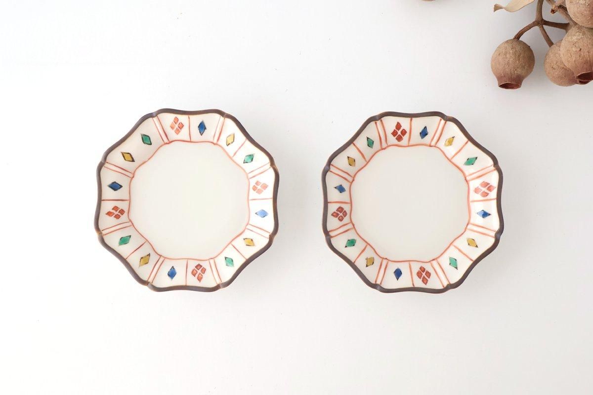 Kutani Bitoen Octagonal Plate Diamond  Pattern 11cm/4.3n | Kutani Ware