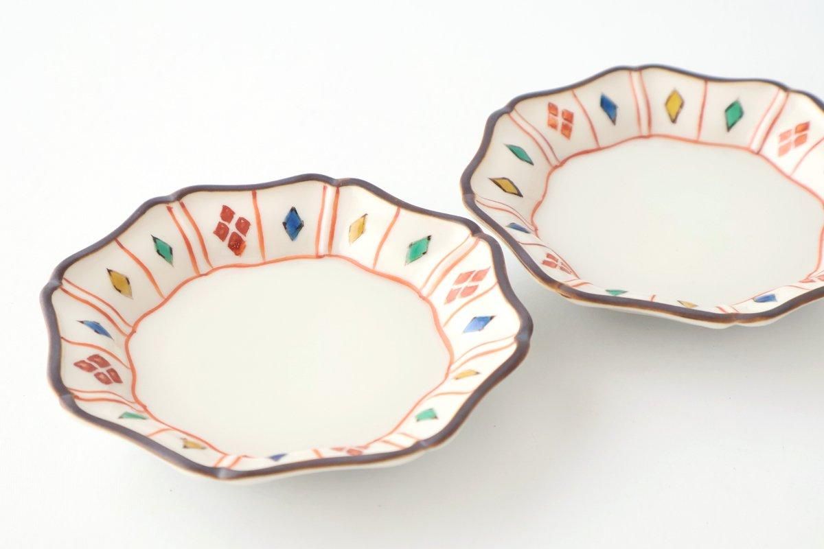Kutani Bitoen Octagonal Plate Diamond  Pattern 11cm/4.3n | Kutani Ware