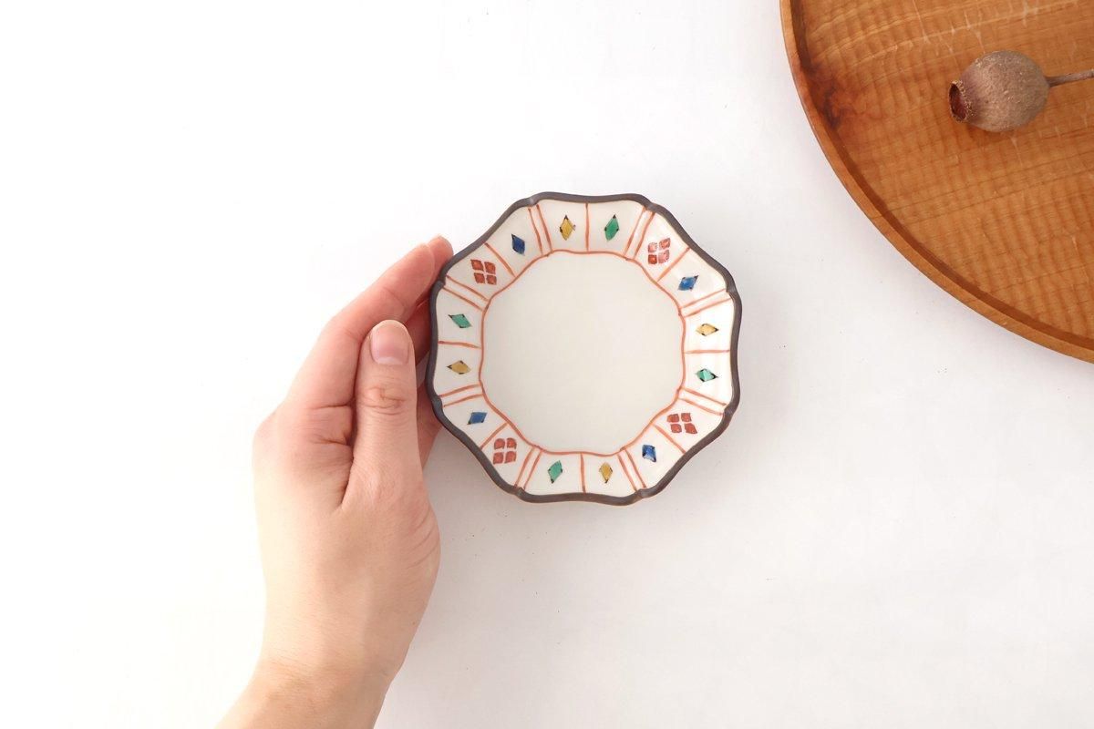 Kutani Bitoen Octagonal Plate Diamond  Pattern 11cm/4.3n | Kutani Ware