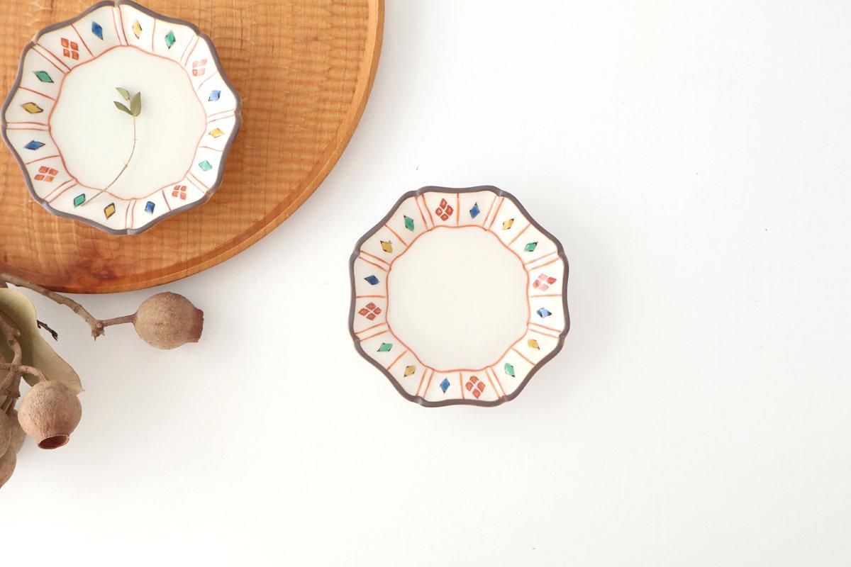 Kutani Bitoen Octagonal Plate Diamond  Pattern 11cm/4.3n | Kutani Ware