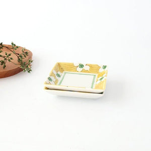 Kutani Bitoen Square Plate White Floral Pattern 9cm/3.5in | Kutani Ware