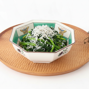 Kutani Bitoen Octagonal Bowl Butterfly Pattern | Serving Bowl Kutani Ware