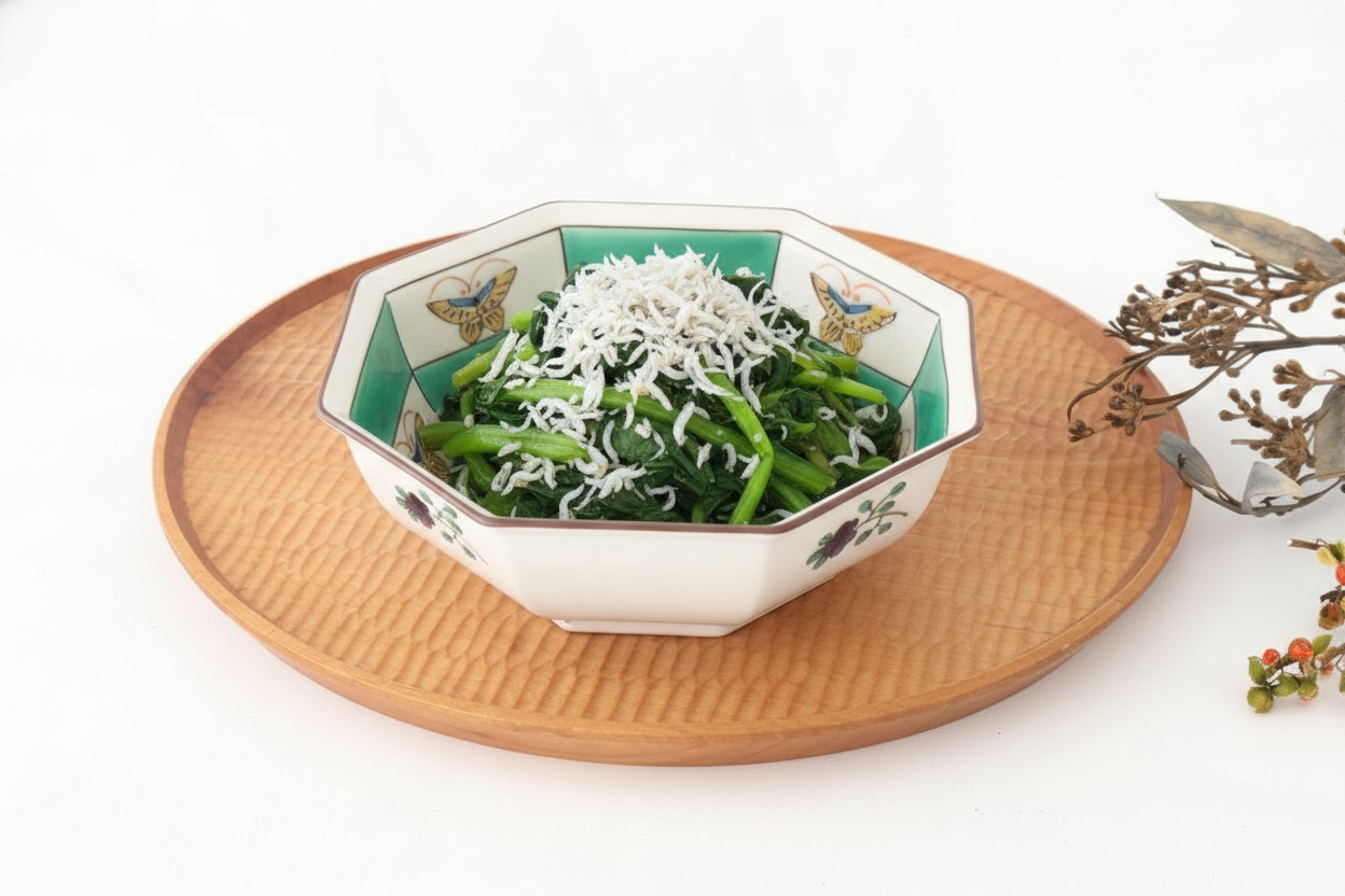 Kutani Bitoen Octagonal Bowl Butterfly Pattern | Serving Bowl Kutani Ware