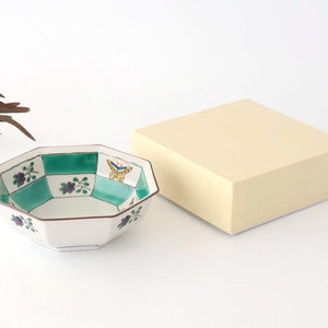 Kutani Bitoen Octagonal Bowl Butterfly Pattern | Serving Bowl Kutani Ware