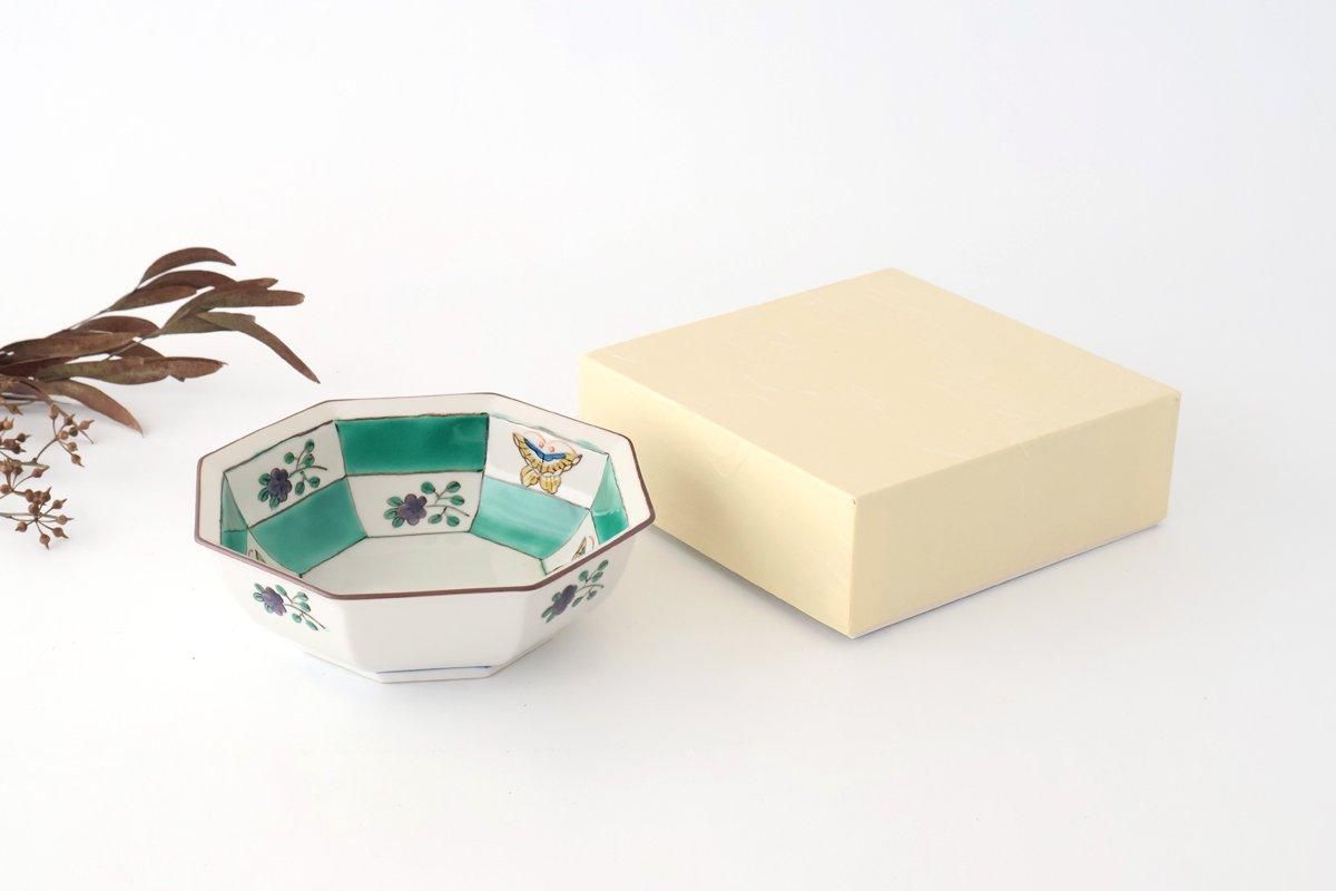 Kutani Bitoen Octagonal Bowl Butterfly Pattern | Serving Bowl Kutani Ware