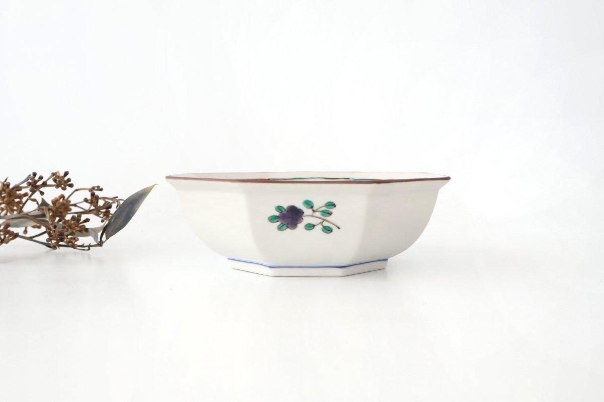 Kutani Bitoen Octagonal Bowl Butterfly Pattern | Serving Bowl Kutani Ware