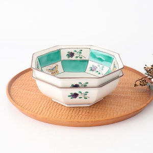 Kutani Bitoen Octagonal Bowl Butterfly Pattern | Serving Bowl Kutani Ware