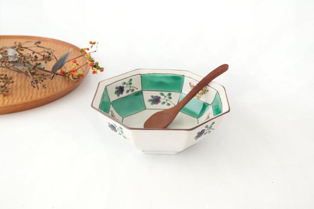 Kutani Bitoen Octagonal Bowl Butterfly Pattern | Serving Bowl Kutani Ware