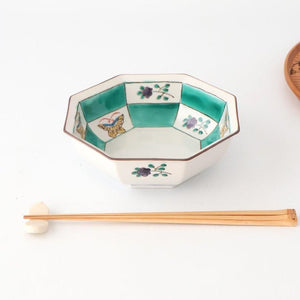 Kutani Bitoen Octagonal Bowl Butterfly Pattern | Serving Bowl Kutani Ware