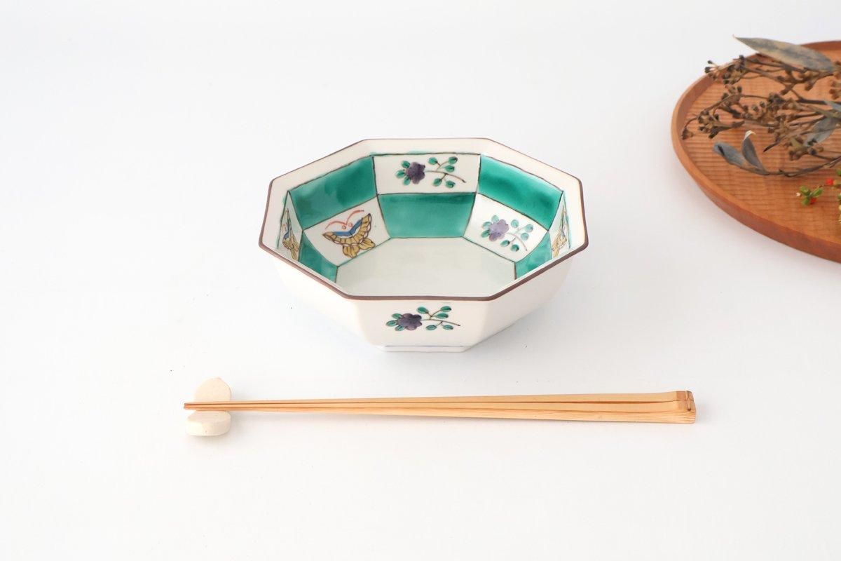 Kutani Bitoen Octagonal Bowl Butterfly Pattern | Serving Bowl Kutani Ware