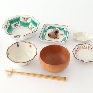 Kutani Bitoen Octagonal Bowl Butterfly Pattern | Serving Bowl Kutani Ware