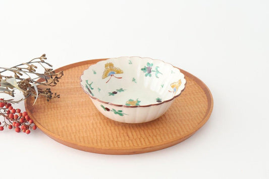 Kutani Bitoen Flat-bottomed Bowl Butterfly Pattern | Serving Bowl Kutani Ware