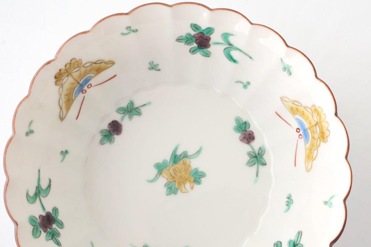 Kutani Bitoen Flat-bottomed Bowl Butterfly Pattern | Serving Bowl Kutani Ware