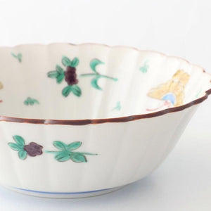 Kutani Bitoen Flat-bottomed Bowl Butterfly Pattern | Serving Bowl Kutani Ware