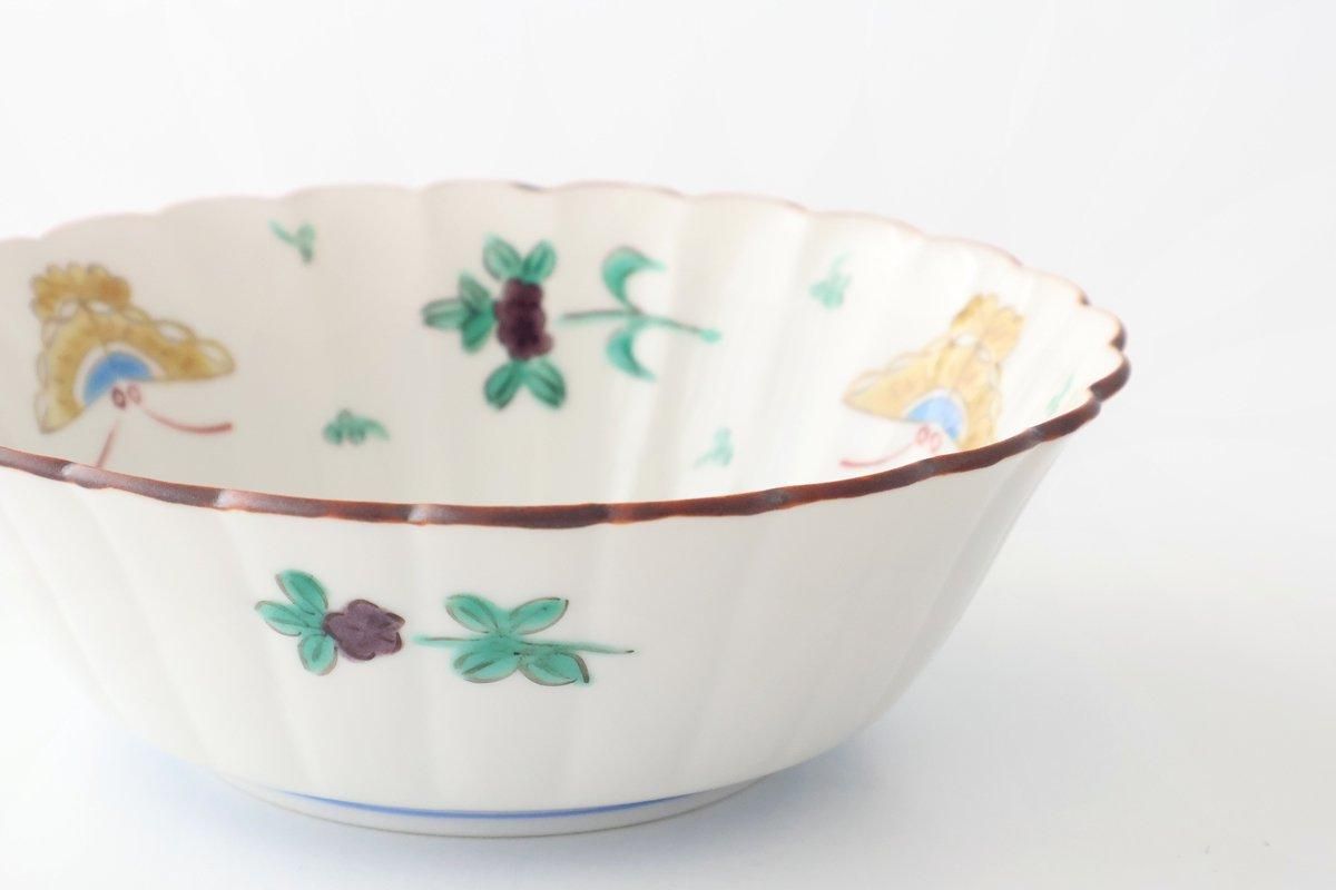 Kutani Bitoen Flat-bottomed Bowl Butterfly Pattern | Serving Bowl Kutani Ware