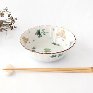 Kutani Bitoen Flat-bottomed Bowl Butterfly Pattern | Serving Bowl Kutani Ware