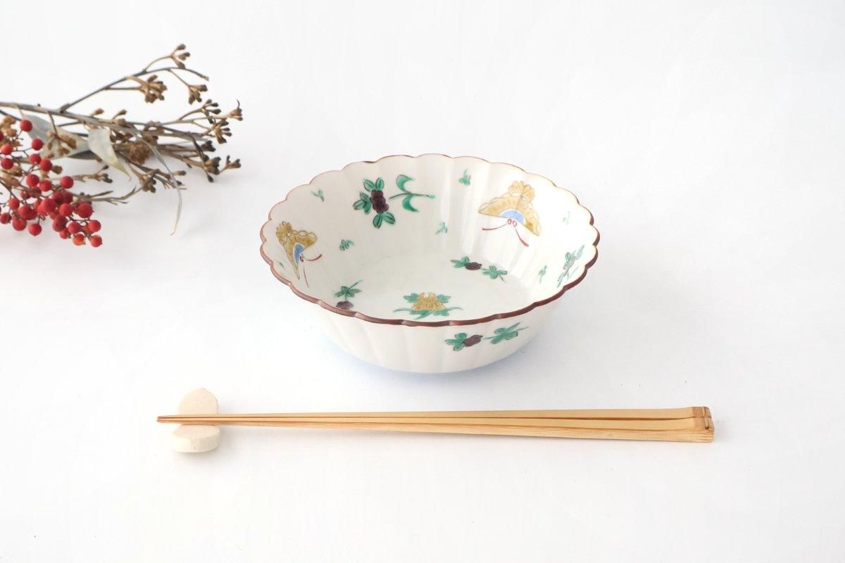 Kutani Bitoen Flat-bottomed Bowl Butterfly Pattern | Serving Bowl Kutani Ware