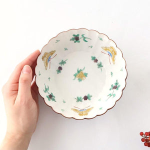 Kutani Bitoen Flat-bottomed Bowl Butterfly Pattern | Serving Bowl Kutani Ware