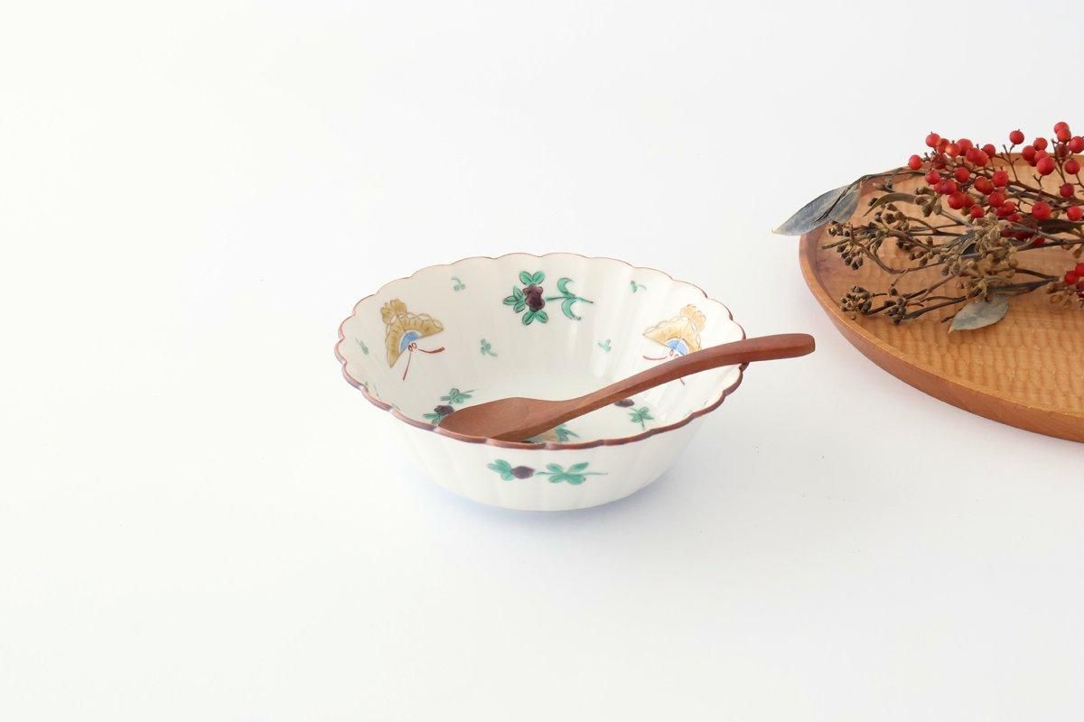 Kutani Bitoen Flat-bottomed Bowl Butterfly Pattern | Serving Bowl Kutani Ware