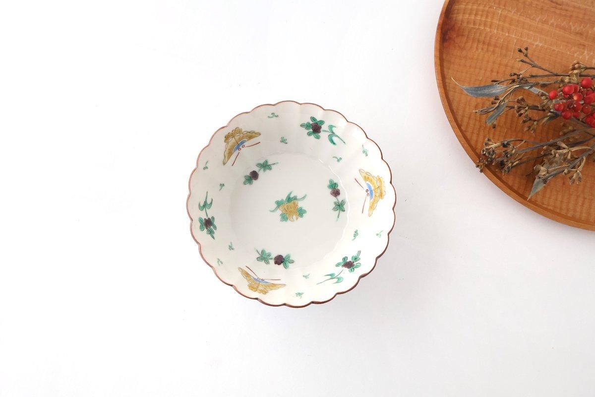 Kutani Bitoen Flat-bottomed Bowl Butterfly Pattern | Serving Bowl Kutani Ware