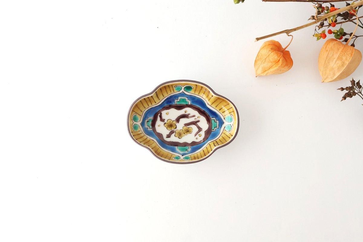 Kutani Bitoen Guard-shaped Plate Old Kutani-style Blue Plum Pattern | Kutani Ware