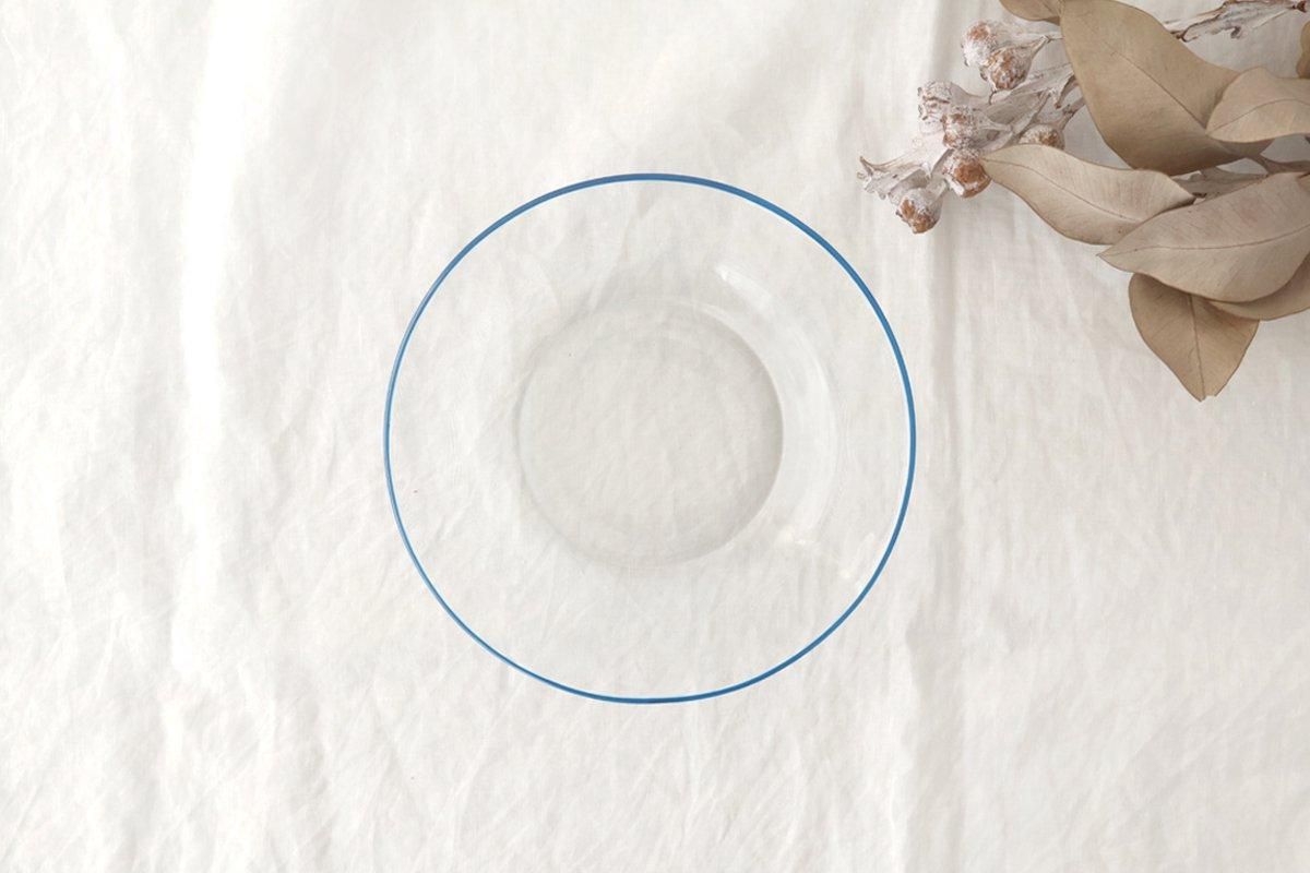 POTPURRI bitte Round Glass Plate Blue 17.5㎝/6.9in