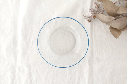 POTPURRI bitte Round Glass Plate Blue 17.5㎝/6.9in