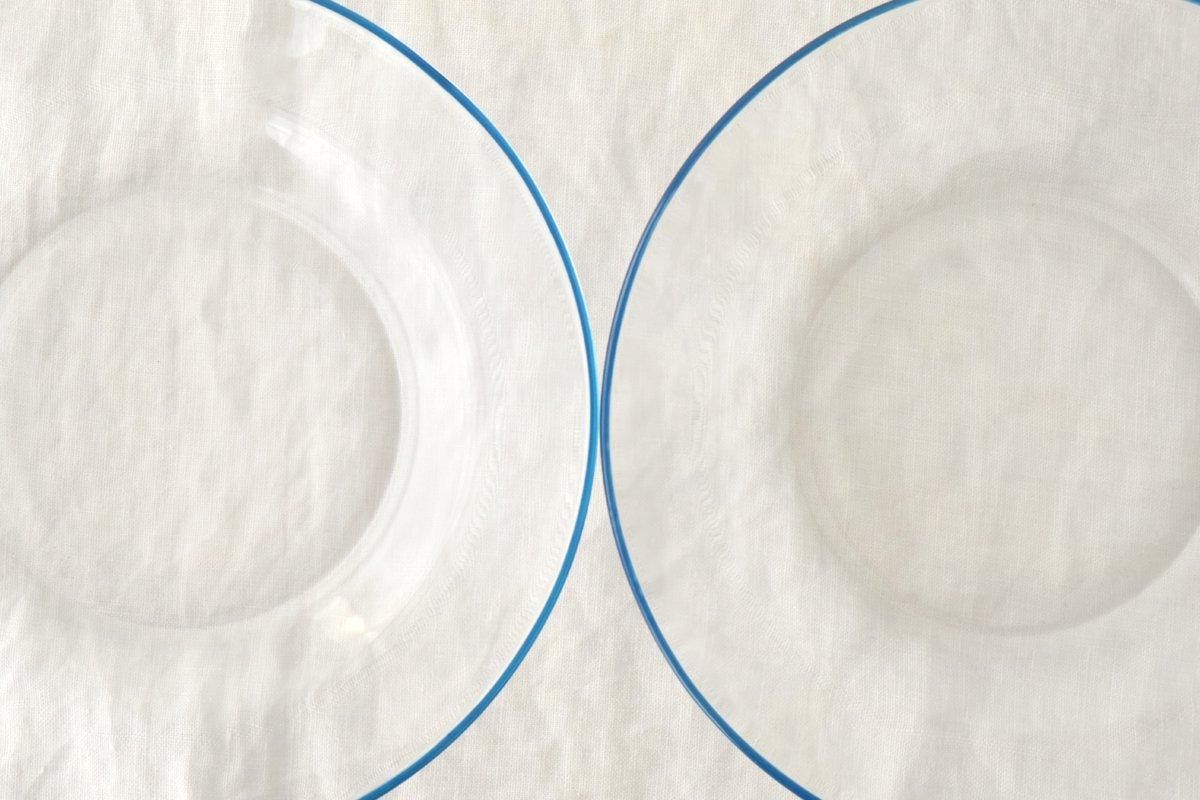 POTPURRI bitte Round Glass Plate Blue 17.5㎝/6.9in