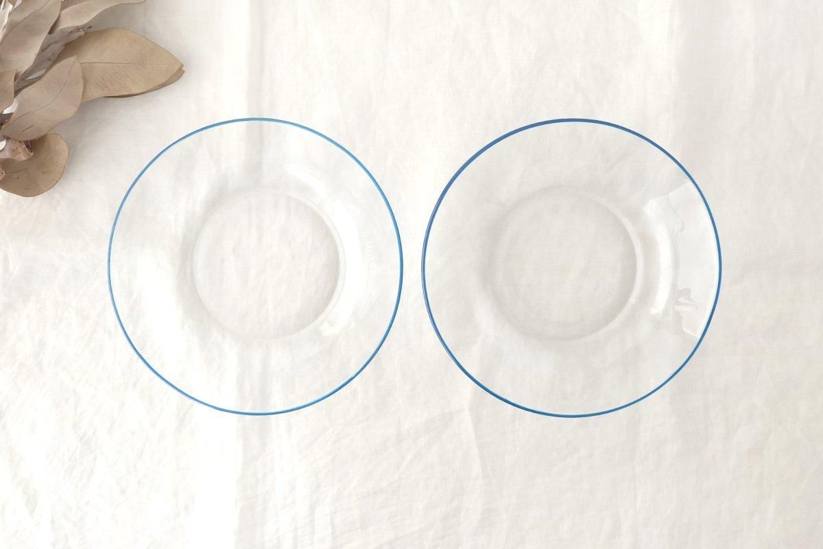 POTPURRI bitte Round Glass Plate Blue 17.5㎝/6.9in