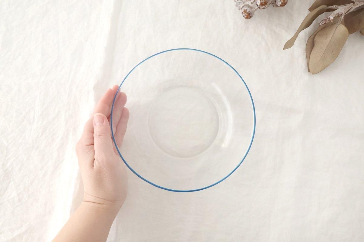 POTPURRI bitte Round Glass Plate Blue 17.5㎝/6.9in
